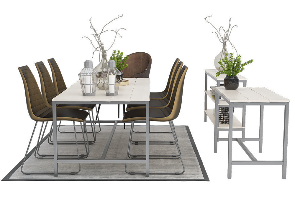 Dining furnitures set 07 3D model_1