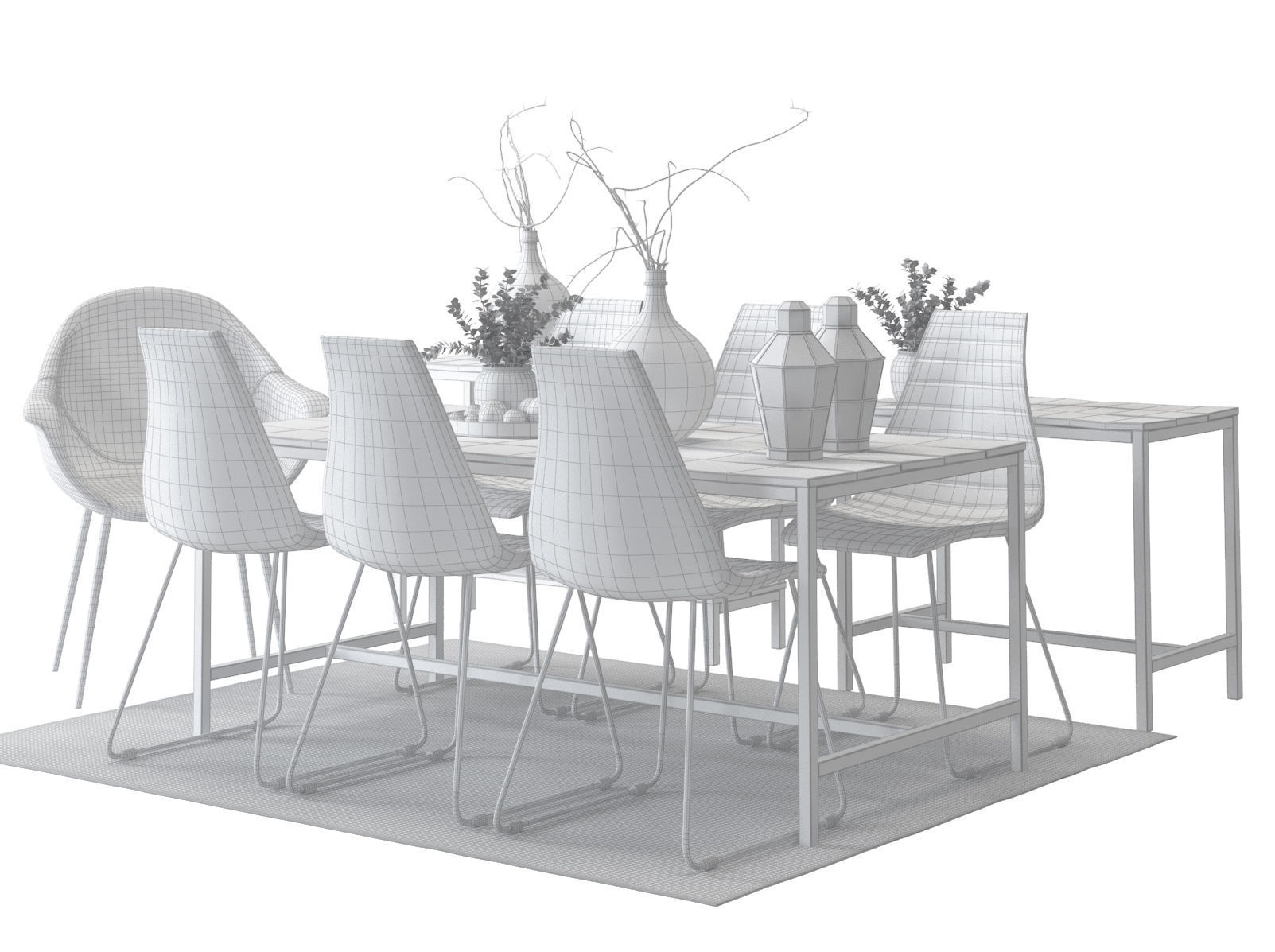 Dining furnitures set 07 3D model_9