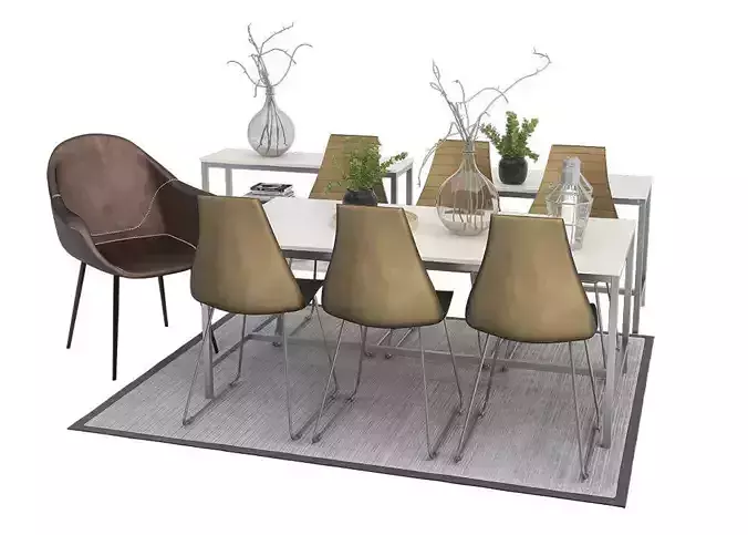 Dining furnitures set 07 3D model