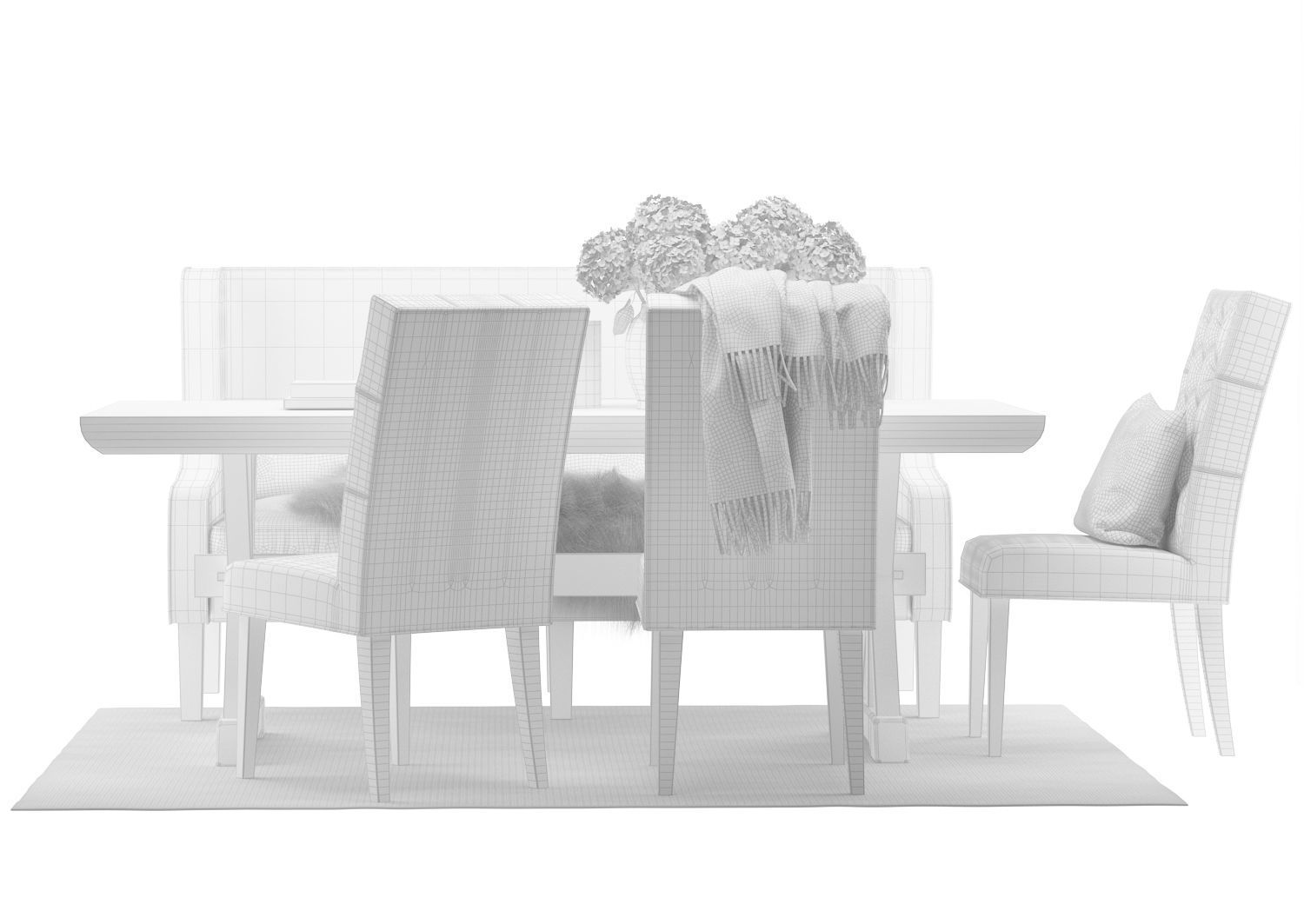 Dining furnitures set 09 3D model_3