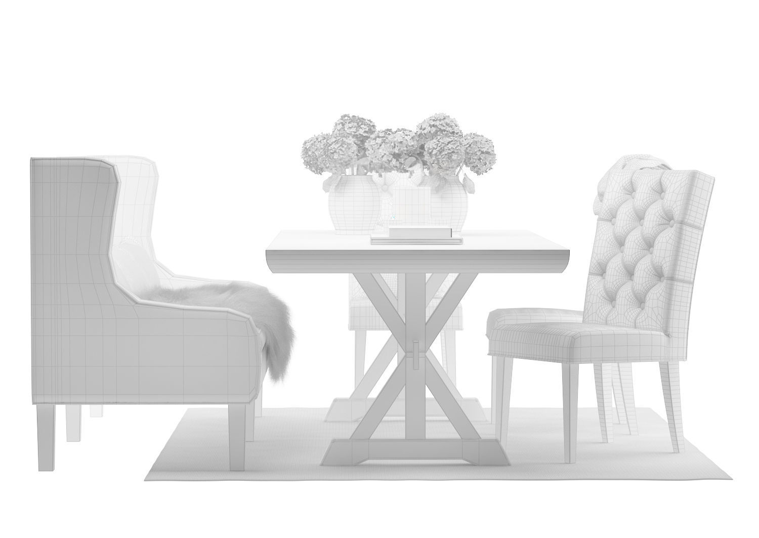 Dining furnitures set 09 3D model_4