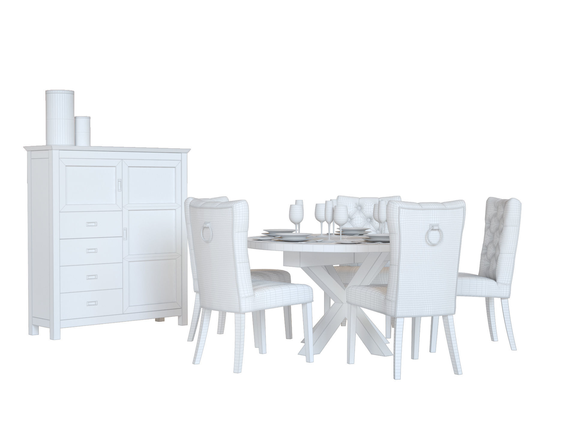 Chateaux Series Dining Furniture Set 3D model_6