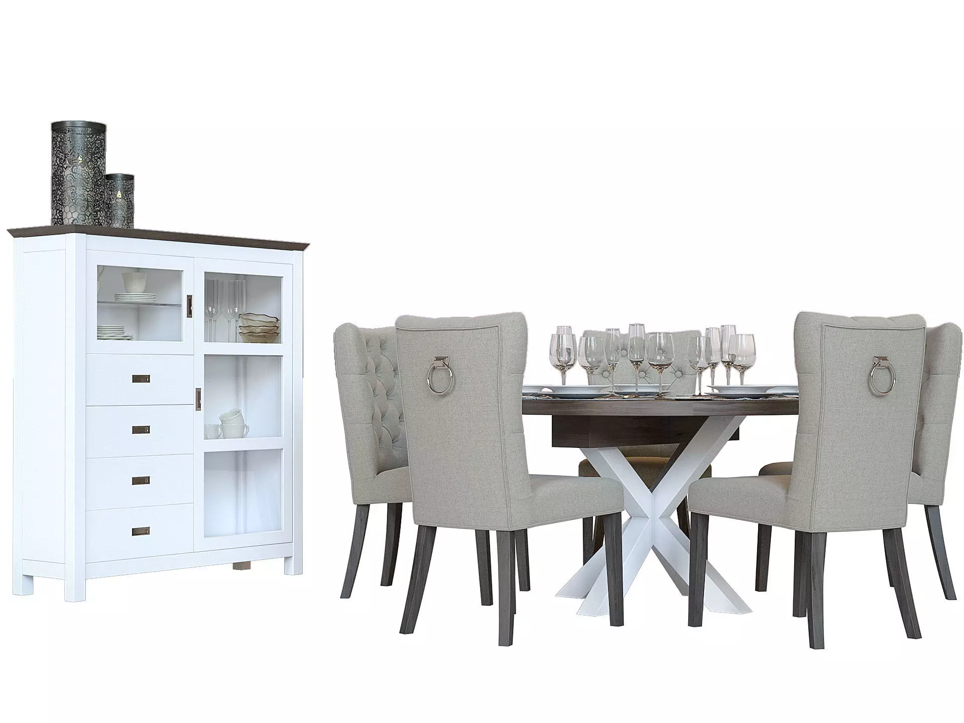 Chateaux Series Dining Furniture Set 3D model_0