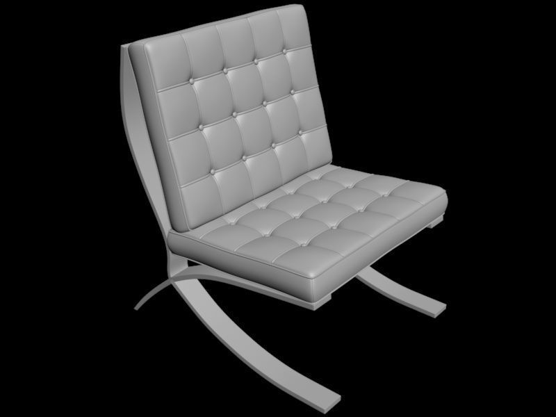 Armchair barcelona chair 3D model_3