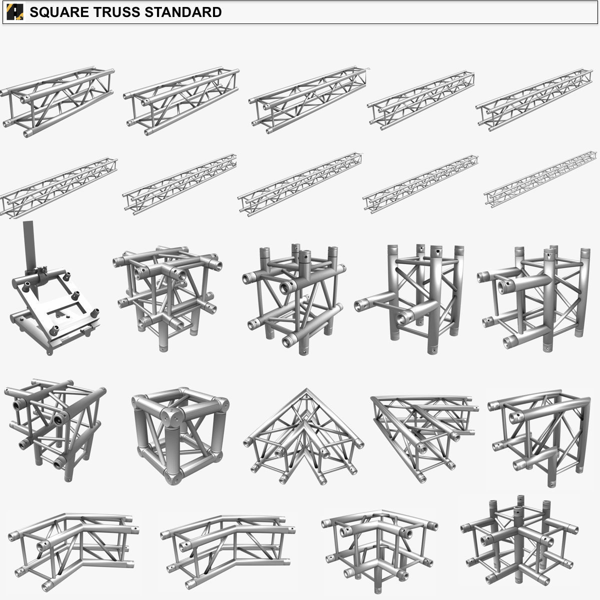 Square Truss Standard Collection - 24 PCS Modular 3D model_2
