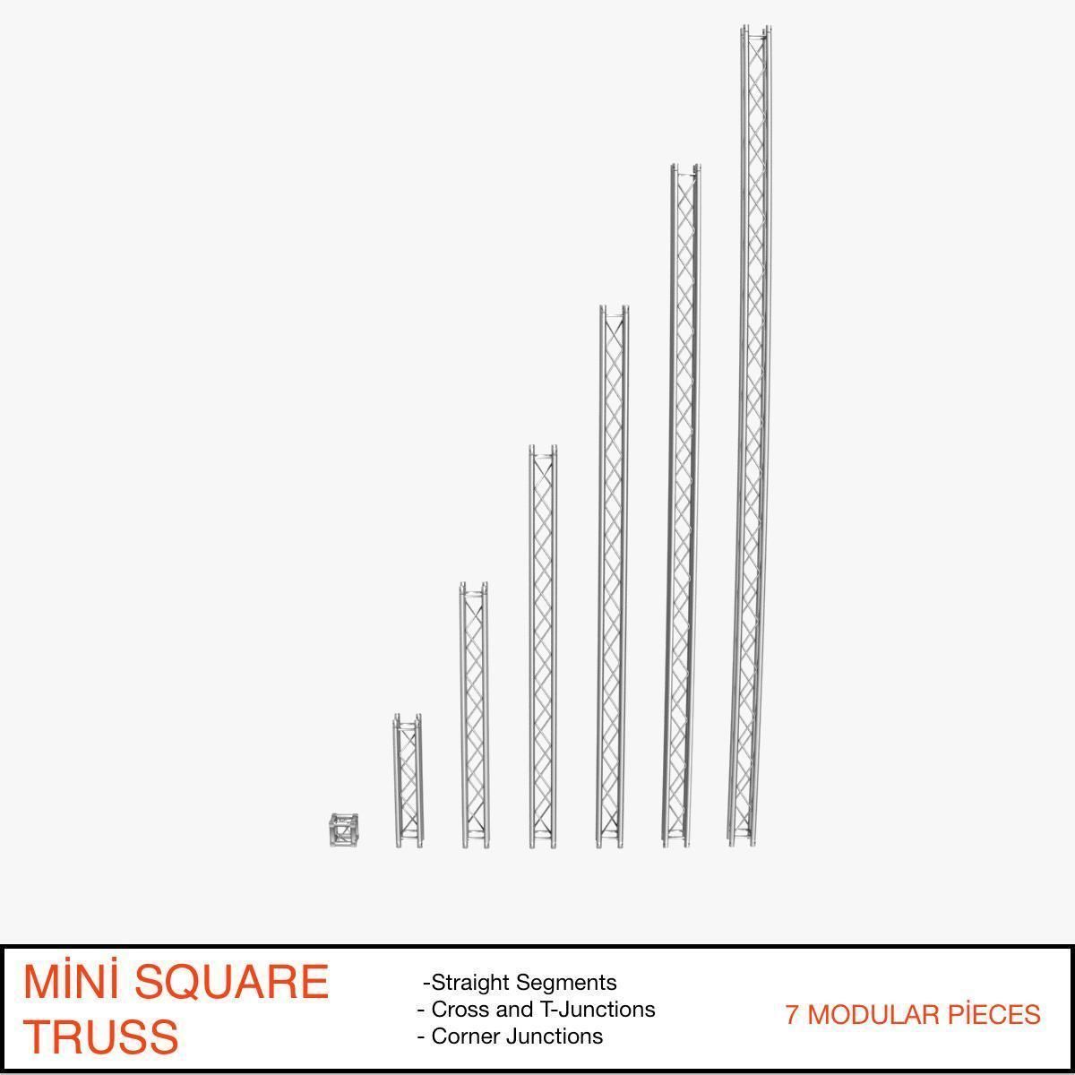 Mini Square Truss Collection - 7 PCS Modular 3D model_2