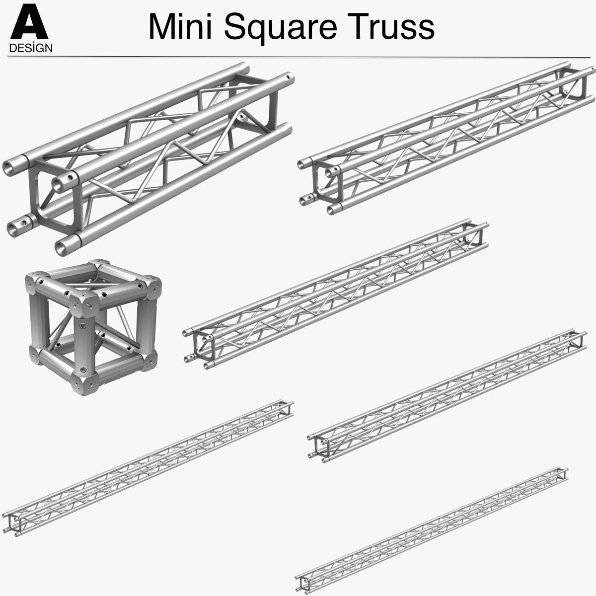 Mini Square Truss Collection - 7 PCS Modular 3D model_1