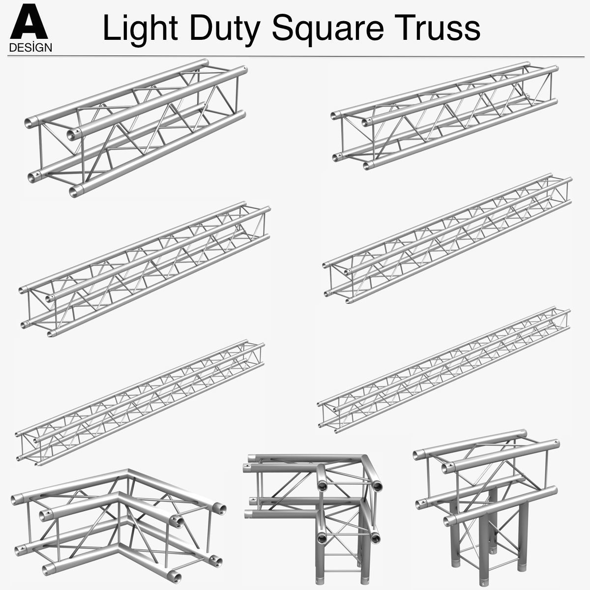 Light Duty Square Truss Collection - 9 PCS Modular 3D model_1