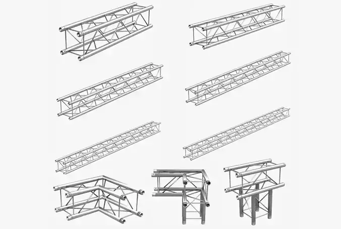 Light Duty Square Truss Collection - 9 PCS Modular 3D model