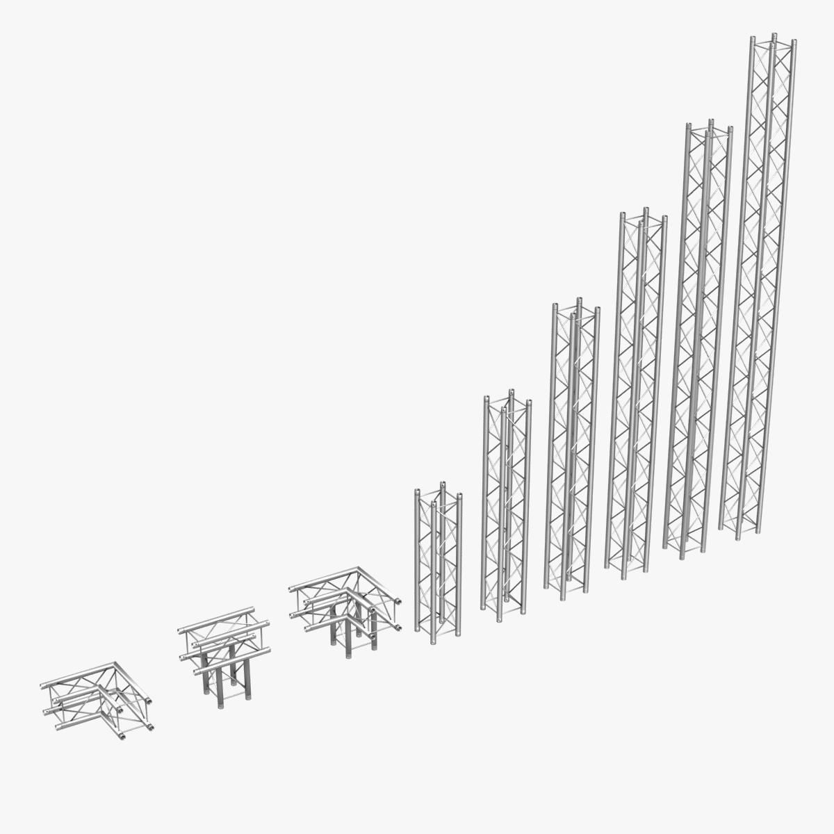 Light Duty Square Truss Collection - 9 PCS Modular 3D model_3