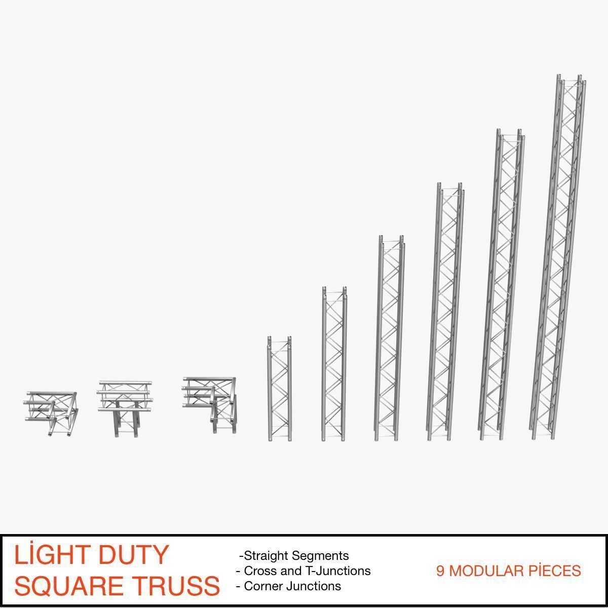 Light Duty Square Truss Collection - 9 PCS Modular 3D model_2