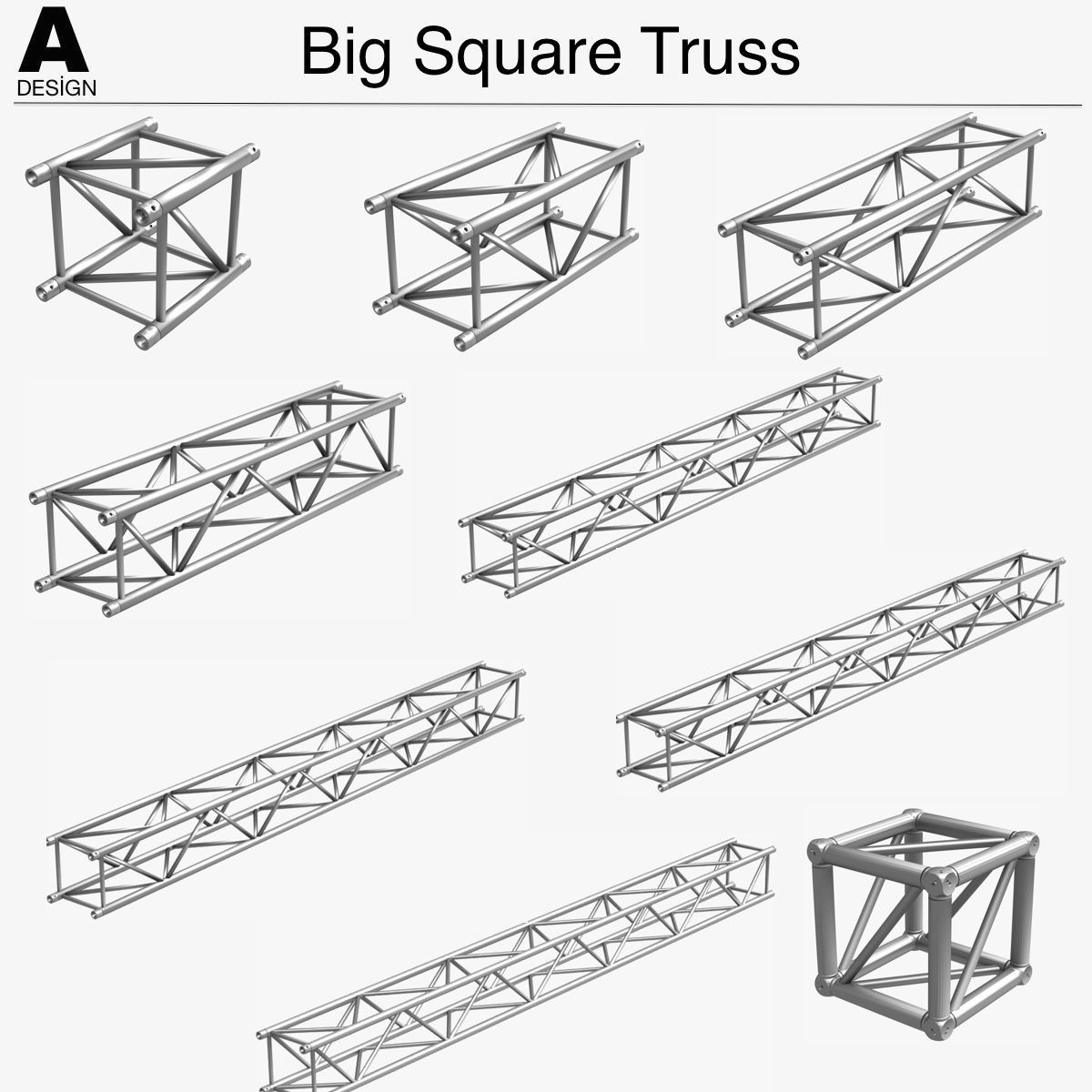 Big Square Truss Collection - 10 PCS Modular 3D model_1
