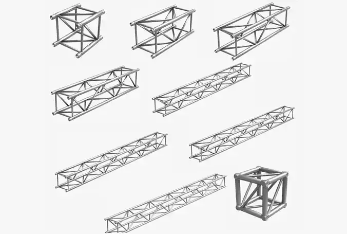 Big Square Truss Collection - 10 PCS Modular 3D model
