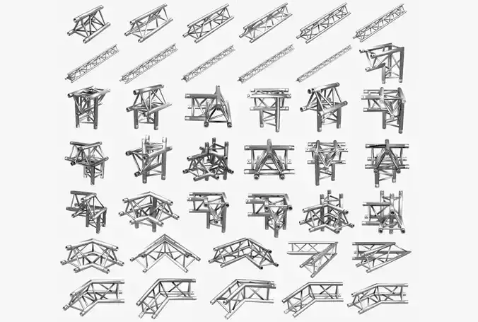 Triangular Truss Standard Collection - 41 PCS Modular 3D model