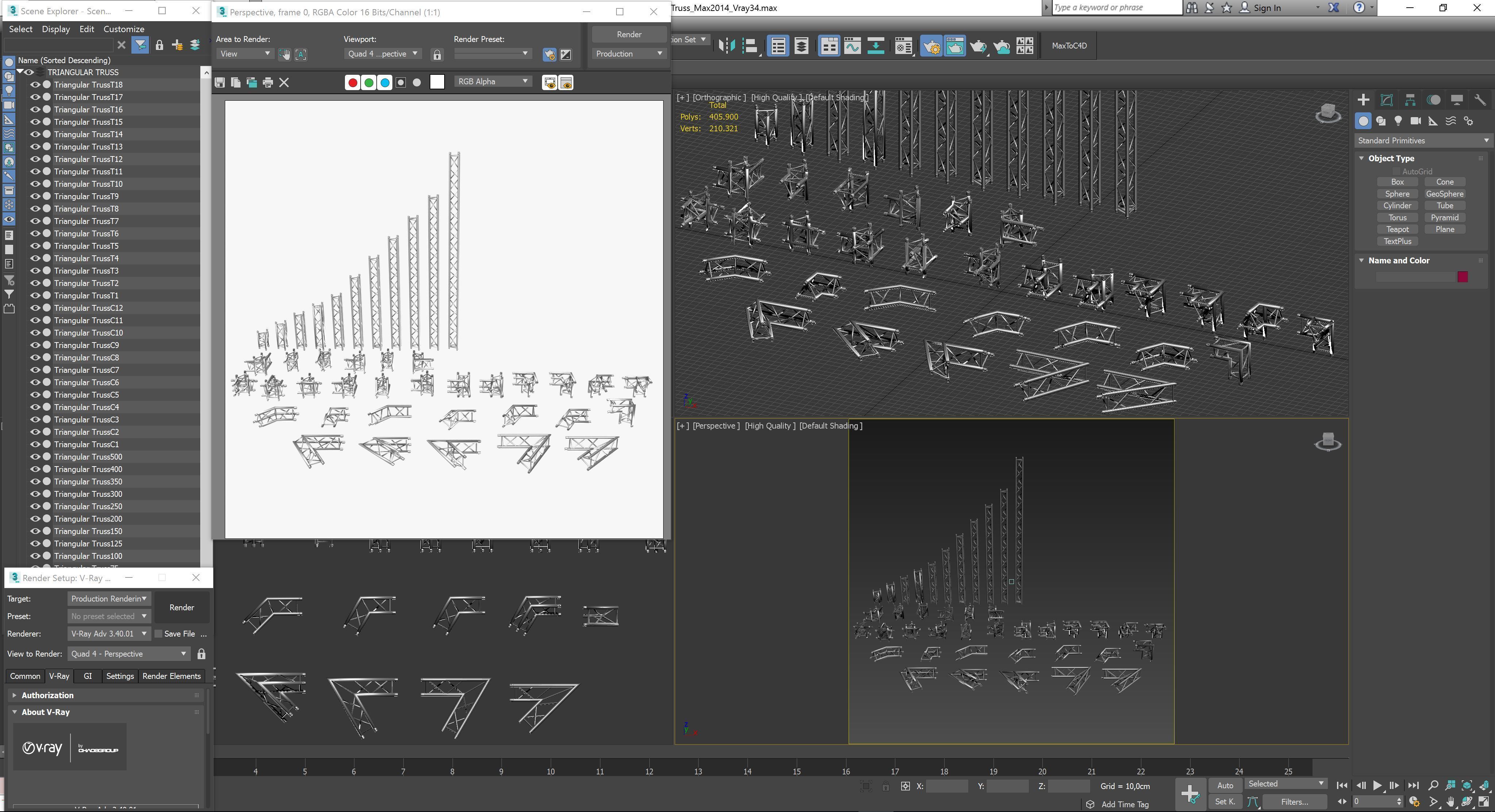 Triangular Truss Standard Collection - 41 PCS Modular 3D model_7