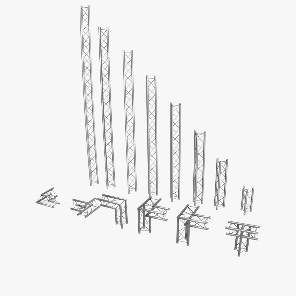 Mini Triangular Truss Collection - 14 PCS Modular 3D model_3