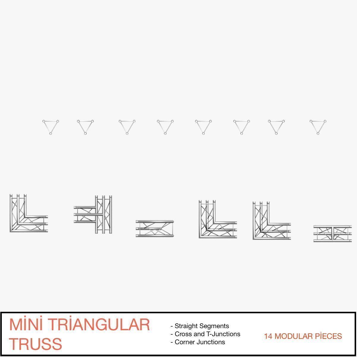 Mini Triangular Truss Collection - 14 PCS Modular 3D model_2