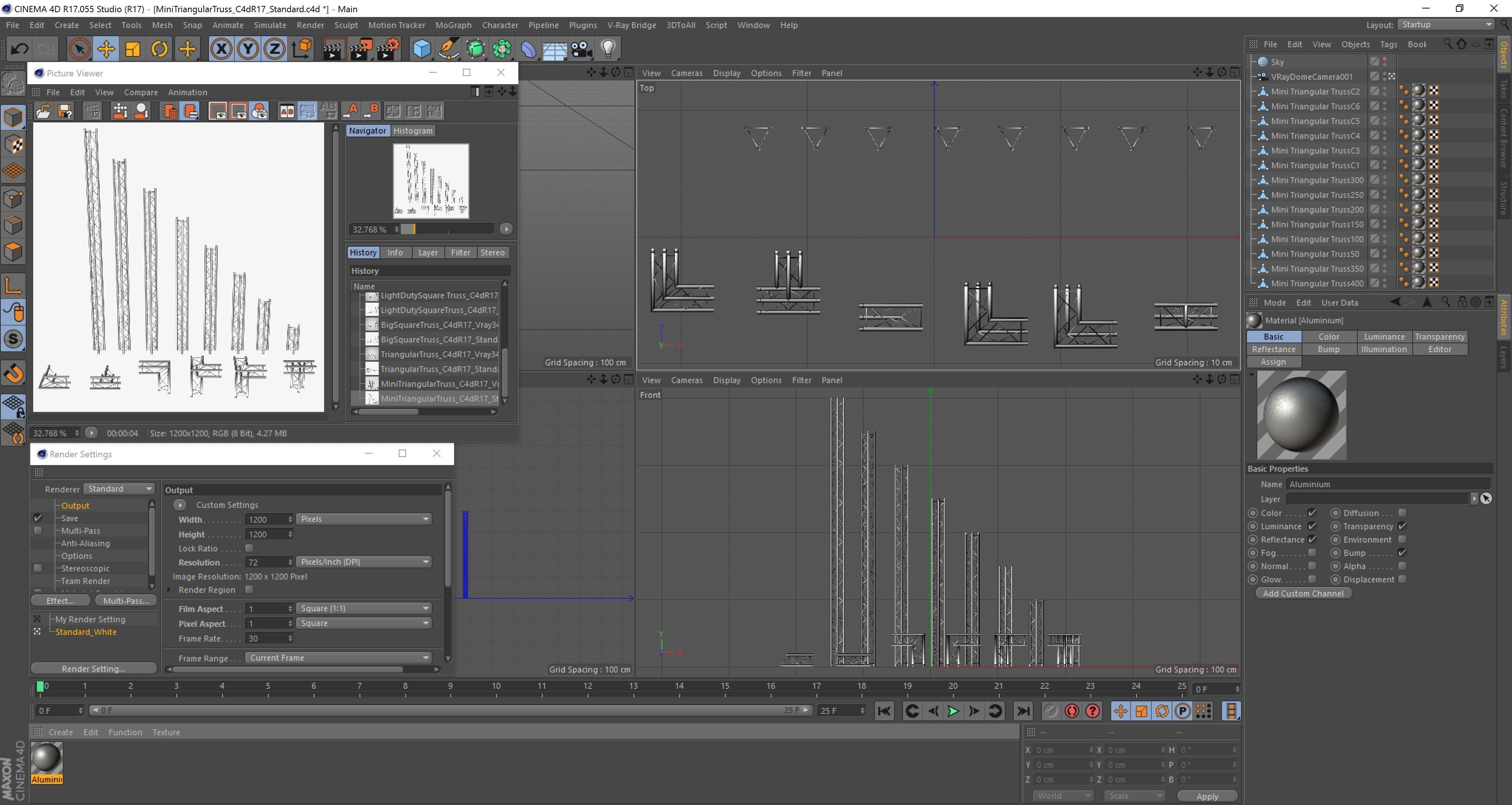 Mini Triangular Truss Collection - 14 PCS Modular 3D model_7