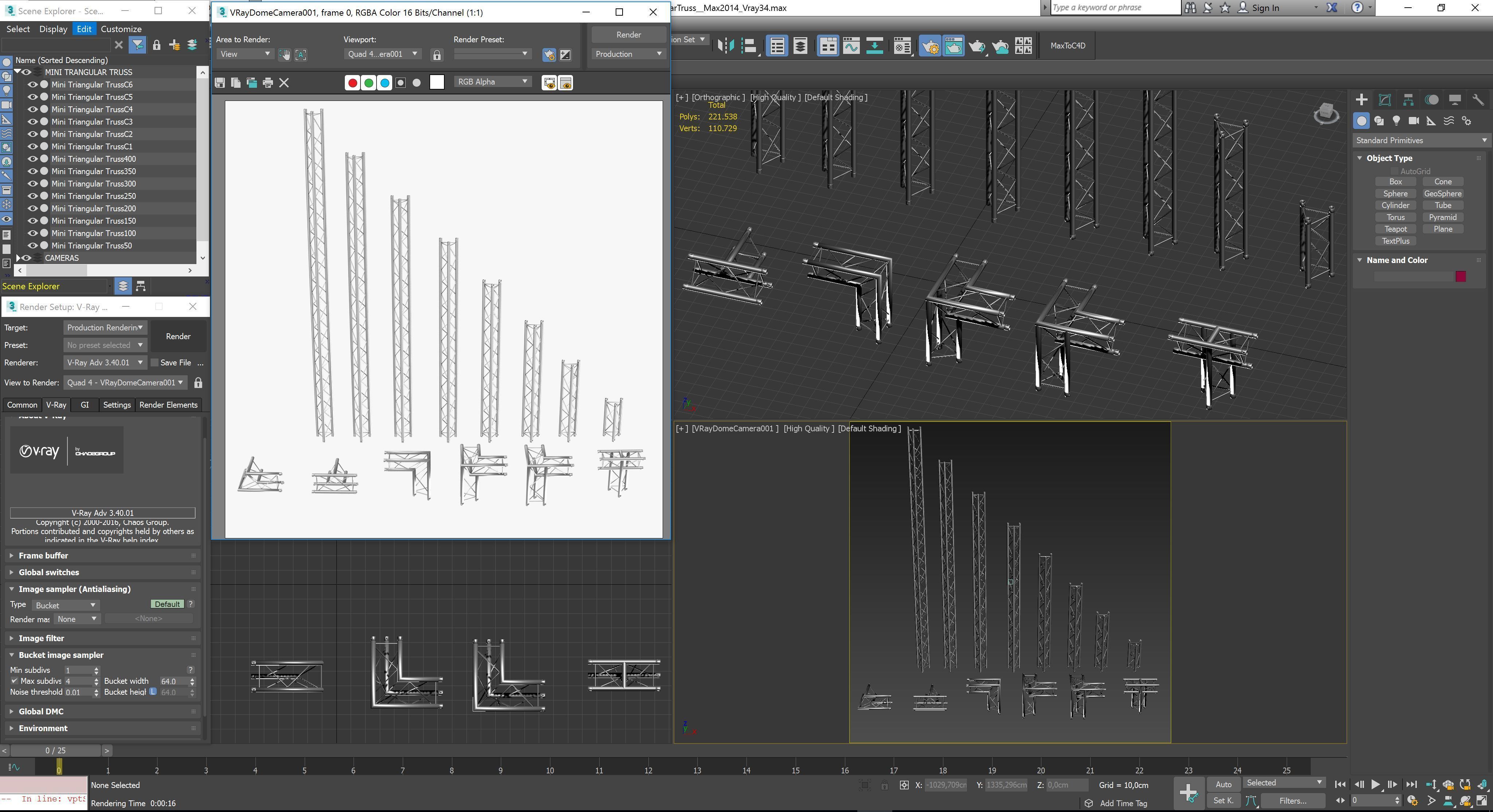 Mini Triangular Truss Collection - 14 PCS Modular 3D model_8