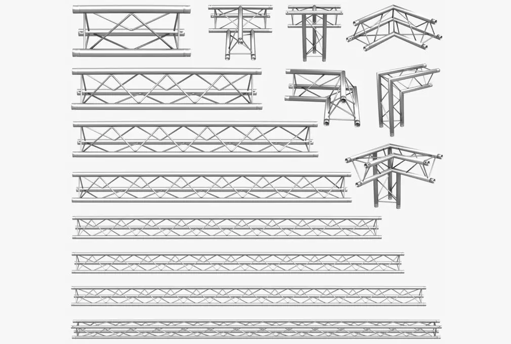 Mini Triangular Truss Collection - 14 PCS Modular 3D model_0
