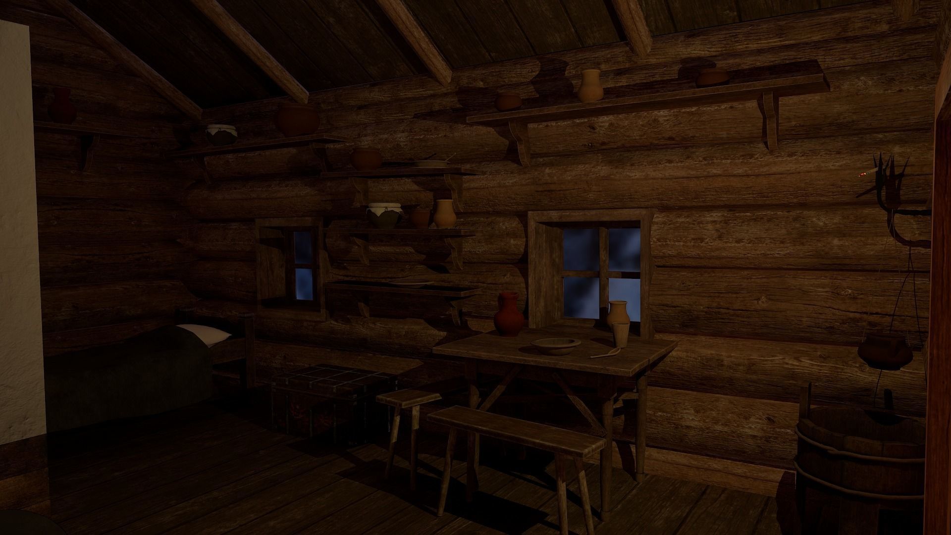 Old furniture  Low-poly 3D model_1