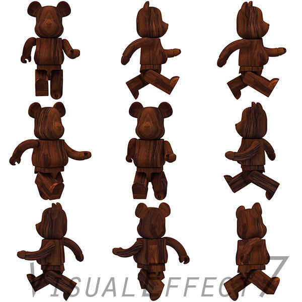 Dark Wood Bear Brick 3D model_6