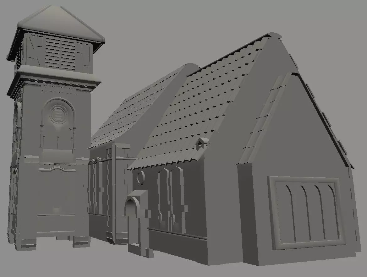 Old Church - Game Ready Low-poly 3D model_0