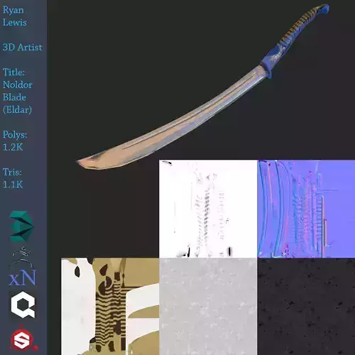 Noldor Blade Eldar Elves of Lindon Low-poly 3D model