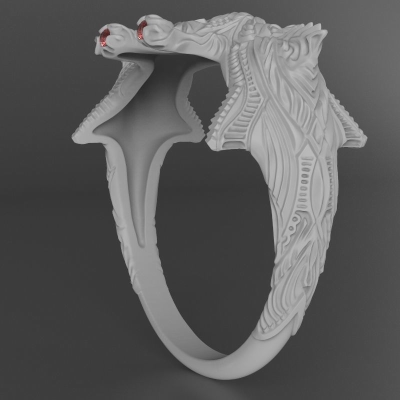 jewelry brutal ring shark 3d printed model 3D print model_7