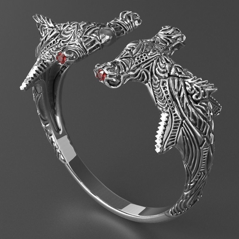 jewelry brutal ring shark 3d printed model 3D print model_1