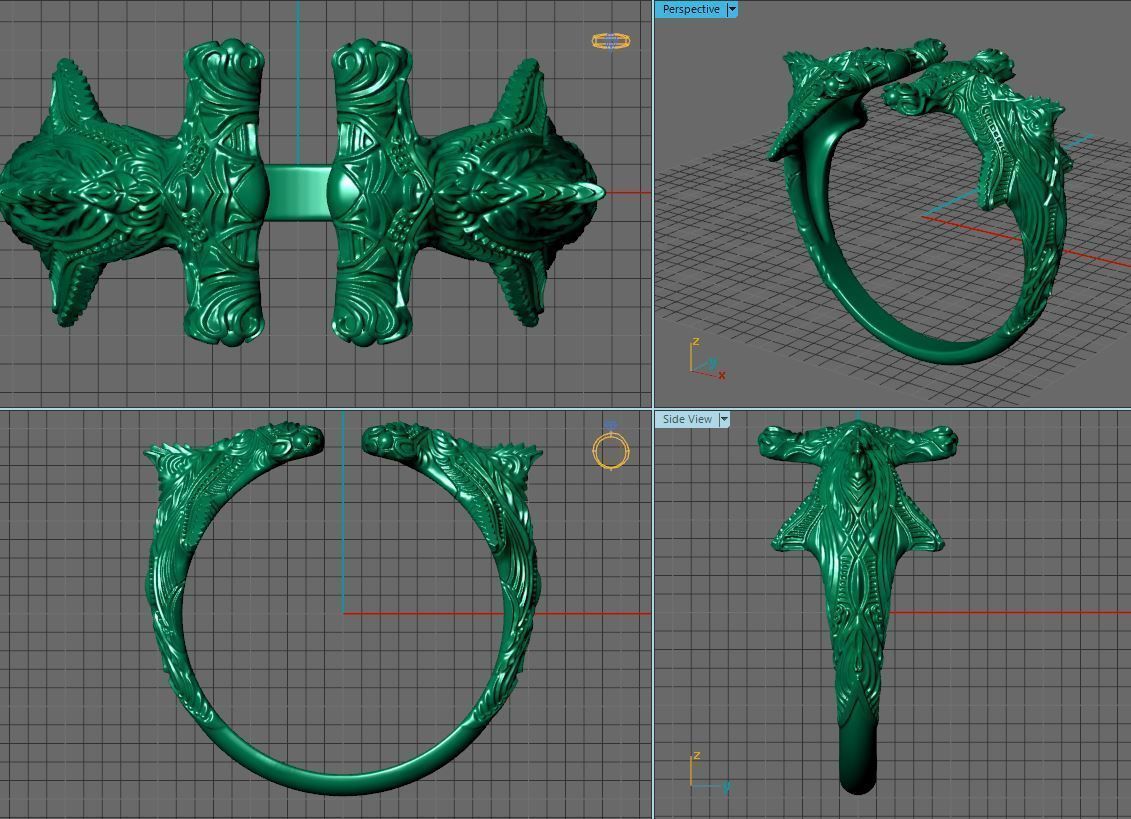 jewelry brutal ring shark 3d printed model 3D print model_11