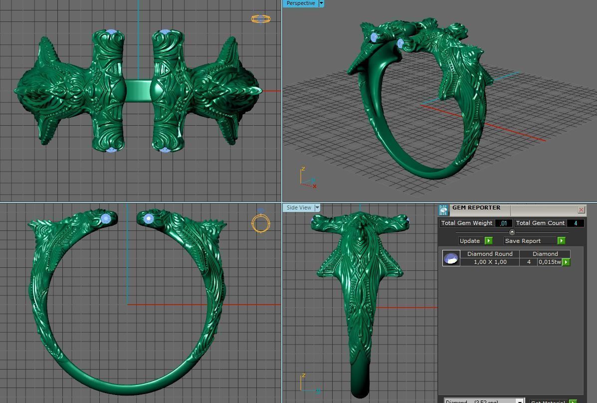 jewelry brutal ring shark 3d printed model 3D print model_10