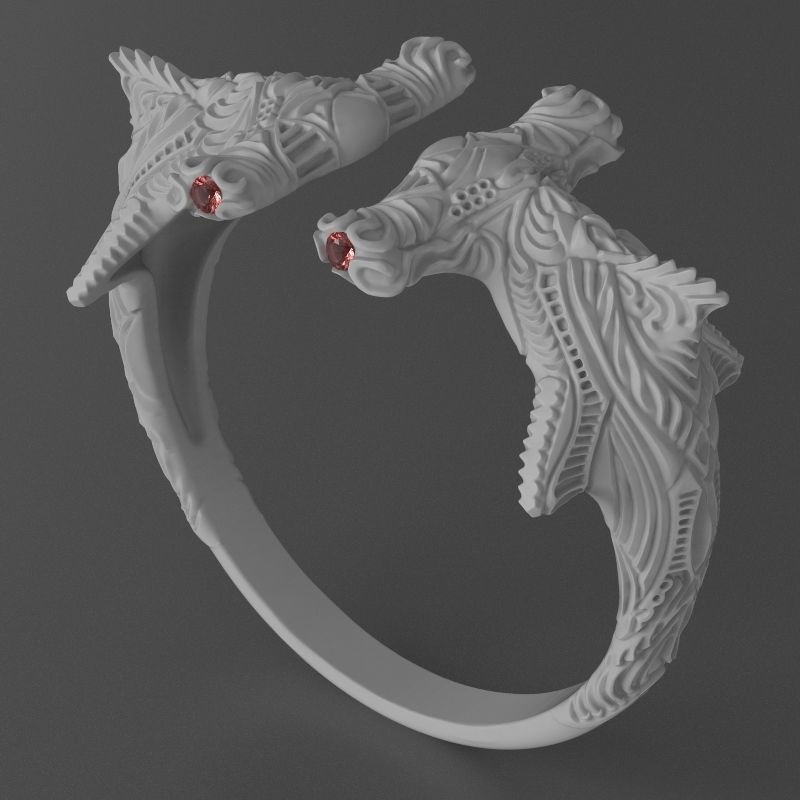 jewelry brutal ring shark 3d printed model 3D print model_3