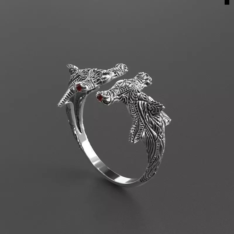 jewelry brutal ring shark 3d printed model 3D print model_0