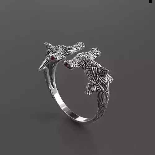 jewelry  brutal ring shark 3d printed model