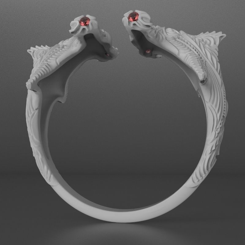 jewelry brutal ring shark 3d printed model 3D print model_4