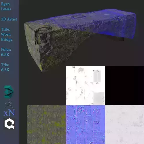 Worn Bridge Piece Low-poly 3D model