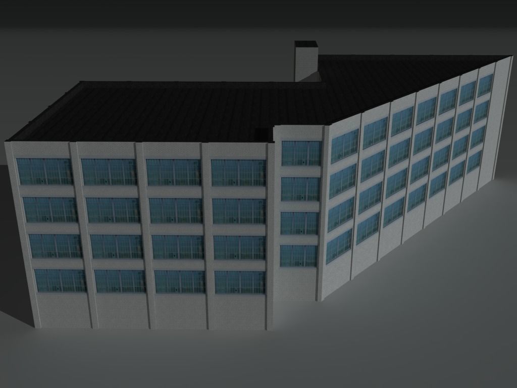 Factory Building Set 4 Low-poly 3D model_2