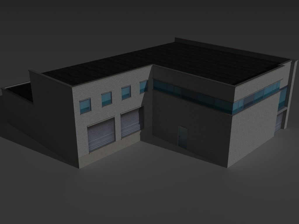 Factory Building Set 4 Low-poly 3D model_19