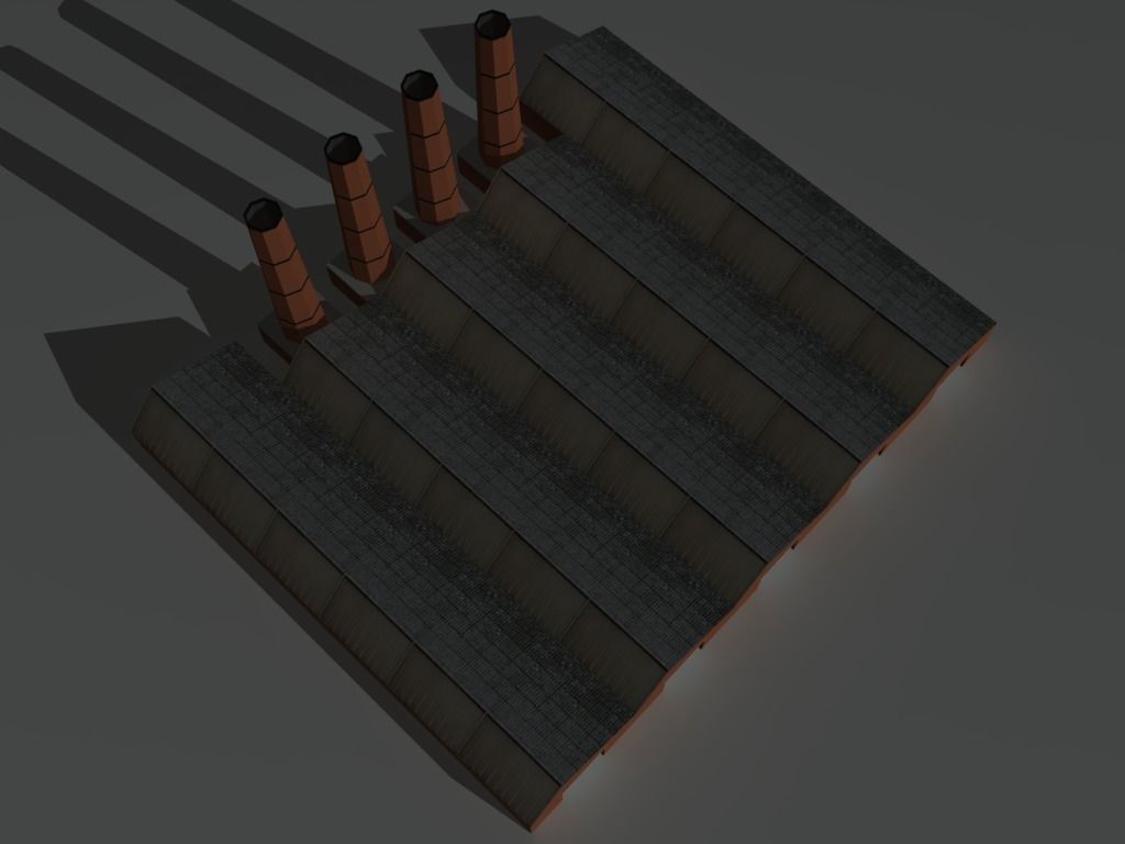 Factory Building Set 4 Low-poly 3D model_10