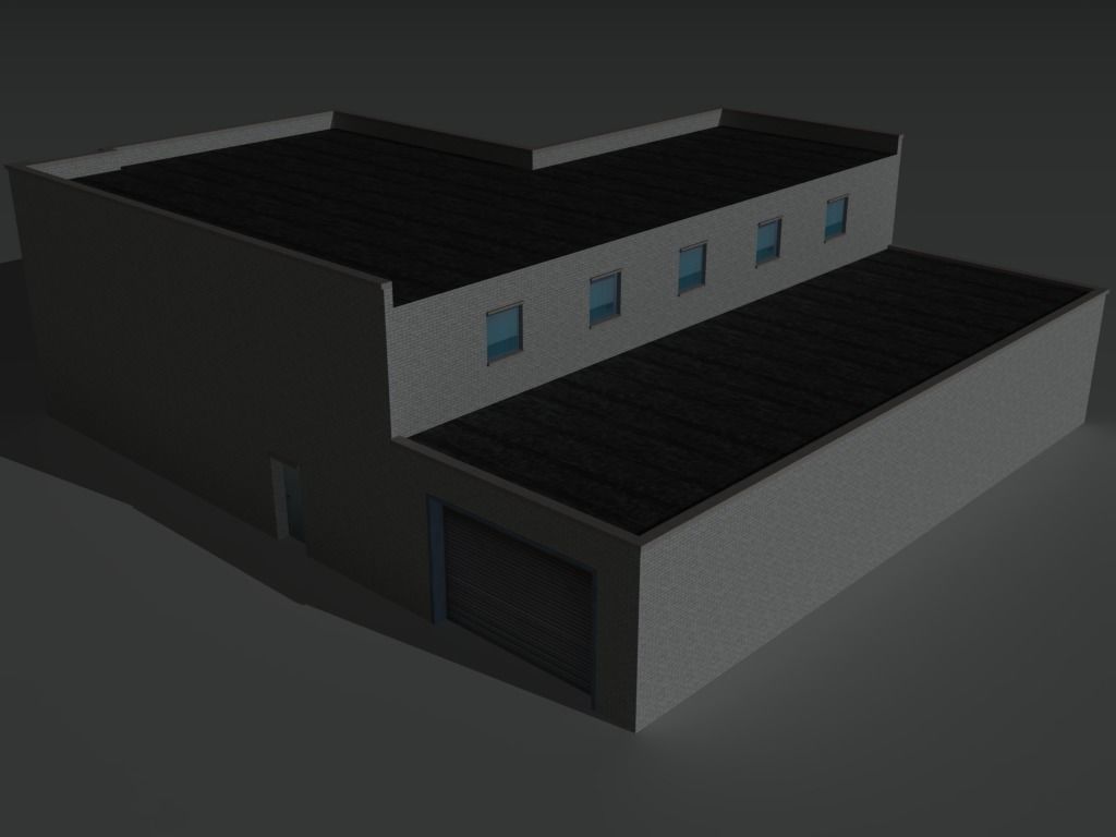 Factory Building Set 4 Low-poly 3D model_17