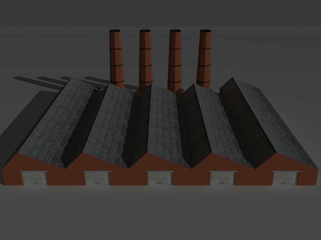 Factory Building Set 4 Low-poly 3D model_6