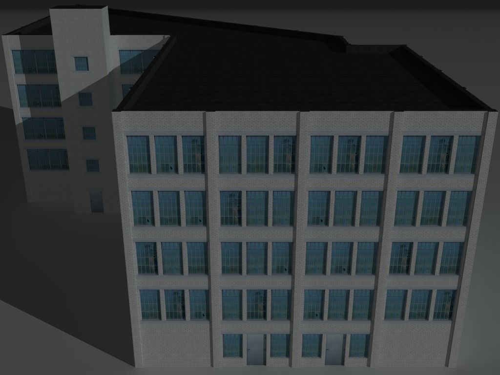Factory Building Set 4 Low-poly 3D model_1