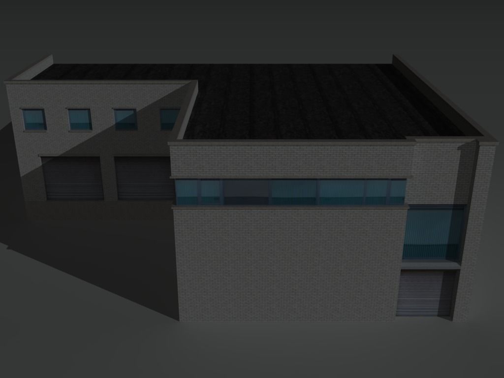 Factory Building Set 4 Low-poly 3D model_16