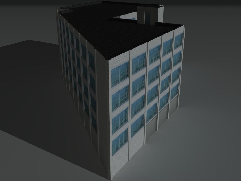 Factory Building Set 4 Low-poly 3D model_3