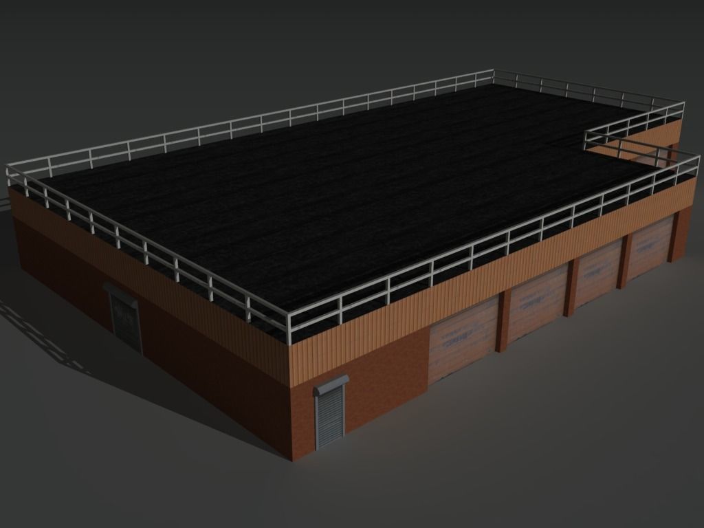 Factory Building Set 4 Low-poly 3D model_14