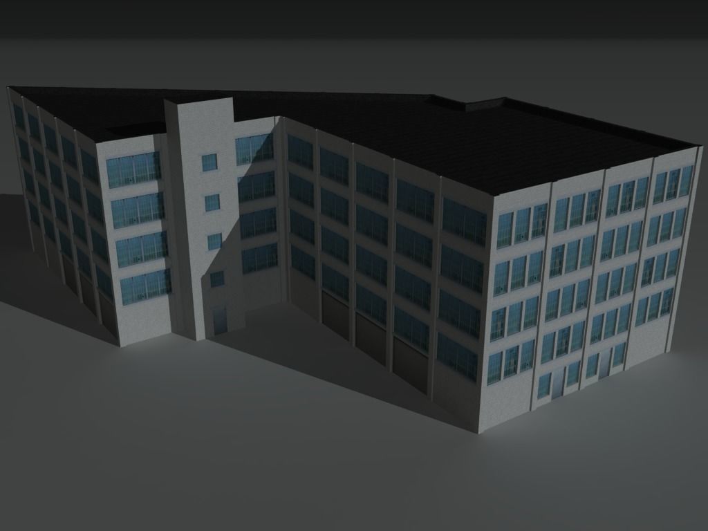 Factory Building Set 4 Low-poly 3D model_4