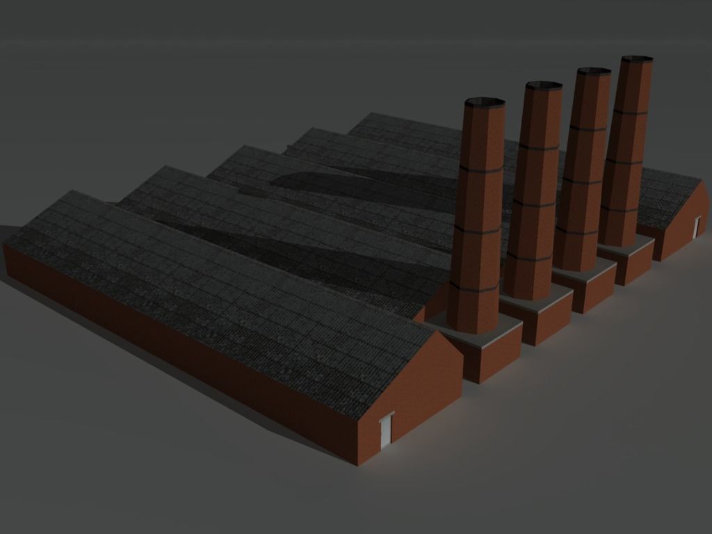 Factory Building Set 4 Low-poly 3D model_7
