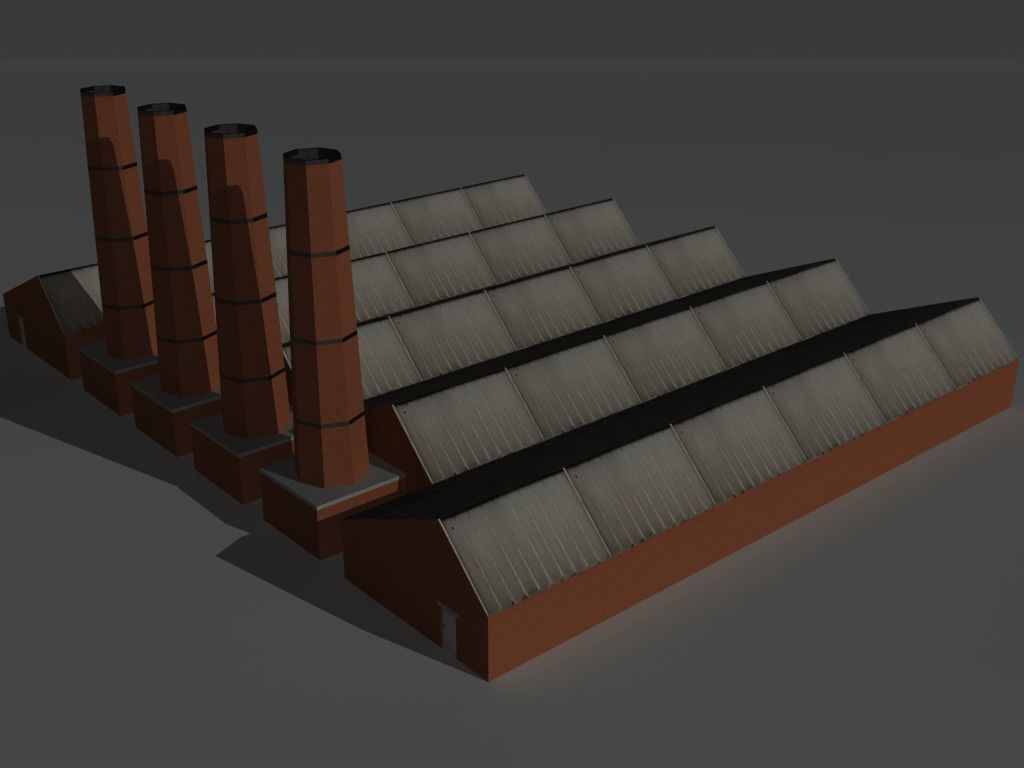 Factory Building Set 4 Low-poly 3D model_8