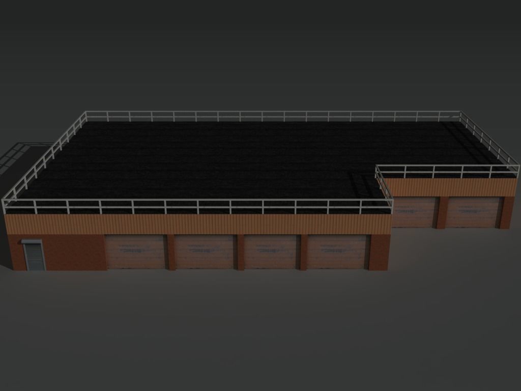 Factory Building Set 4 Low-poly 3D model_11